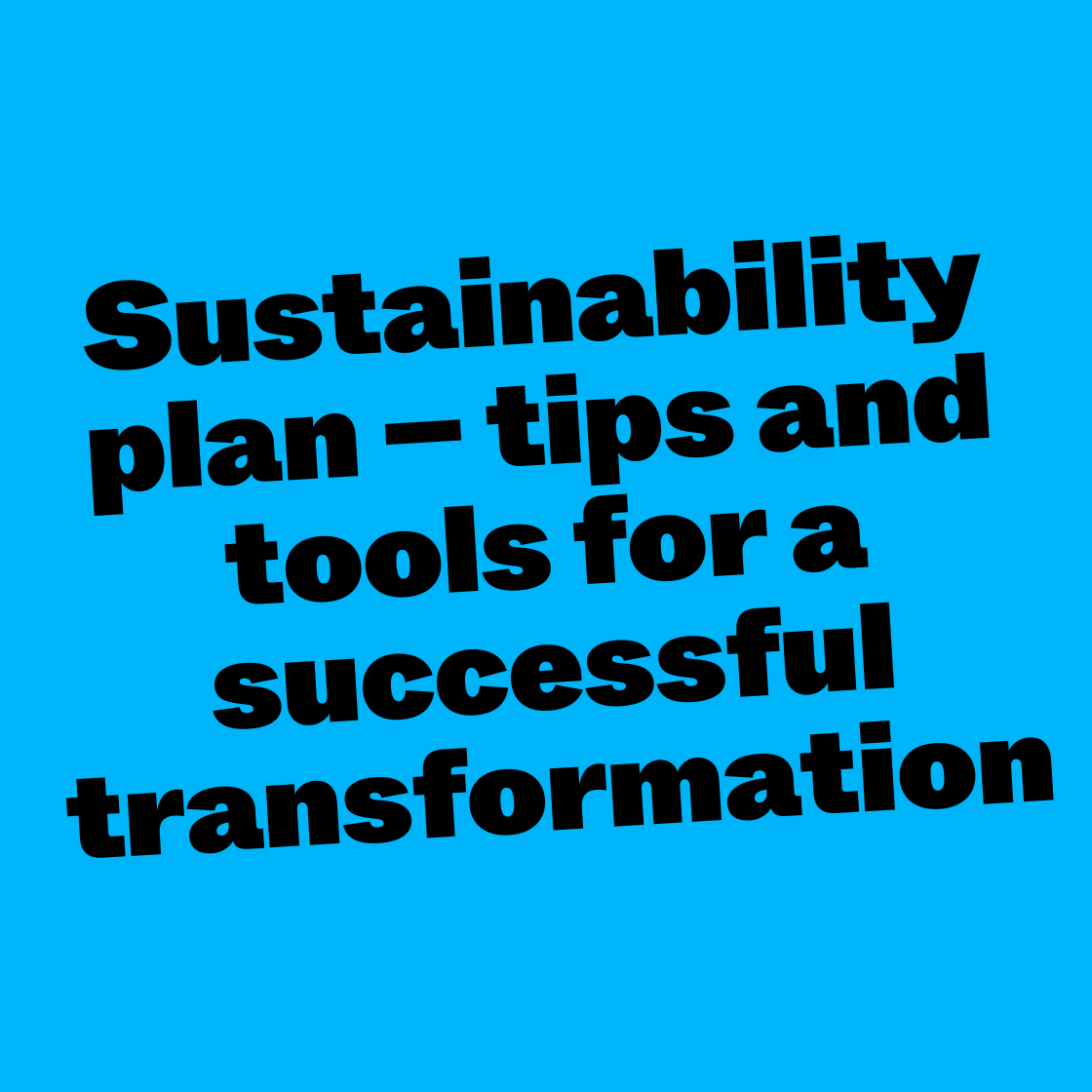 Sustainability plan - tips and tools for a successful transformation